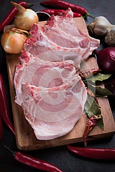 Raw pork loin chops