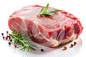 Raw Pork Meat Fillet Close-Up with Marbling