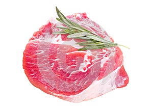 Raw pork meat and rosemary isolated