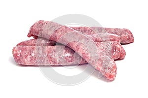 Raw pork meat sausages