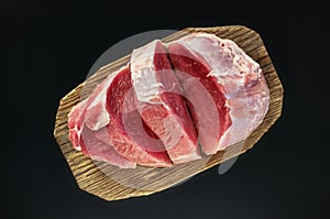 Raw pork meat. Top view