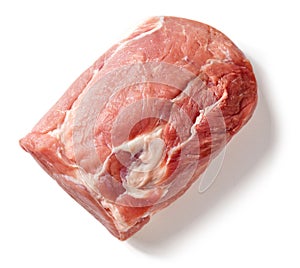 Raw pork meat  on white, from above