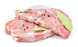 Raw pork neck cut isolated on white