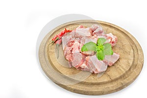 Raw pork ribs on cutting board