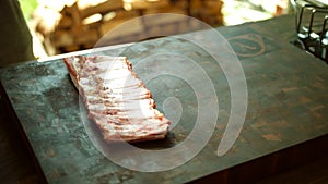 Raw pork ribs - raw meat. Fresh, isolated.