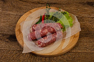 Raw pork sausages