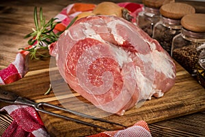 Raw pork shoulder.