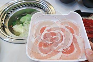 raw pork or sliced pork or meat for cook raw pork or sliced pork or meat for cook or shabu shabu