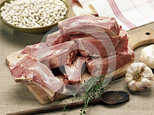 Raw pork spare ribs