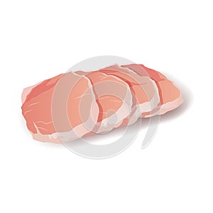 Raw pork steak vector meat icon on white