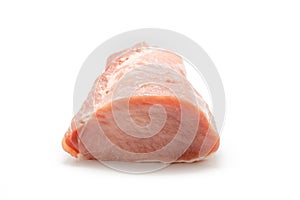 Raw pork tenderloin on white background.