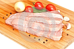 Raw pork with vegetables