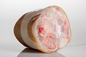 raw pork on white background close up
