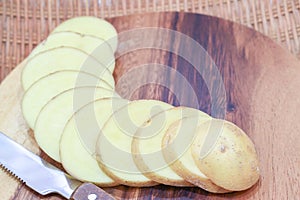 Raw potato slices.