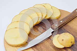 Raw potato slices.
