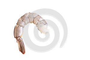 Raw Prawns, Peeled Raw tiger shrimps isolated on white