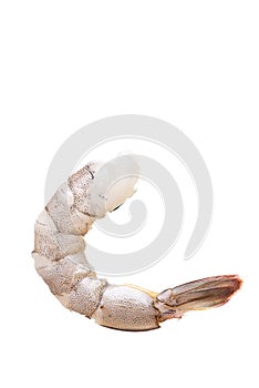 Raw Prawns, Peeled Raw tiger shrimps isolated on white