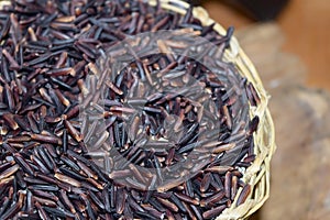 Raw purple Riceberry rice, Thai Hom Nil ( black jasmine rice ) photo