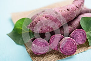 Raw purple sweet potatoes, Organic vegetables