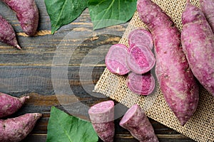 Raw purple sweet potatoes, Organic vegetables