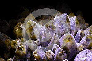 , raw quartz crystal on black background