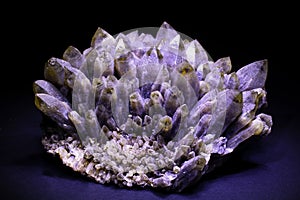 raw quartz crystal macro shooting of natural mineral from geological collection