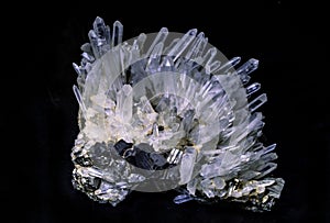 raw quartz crystal macro shooting of natural mineral from geological collection