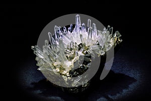 raw quartz crystal macro shooting of natural mineral from geological collection
