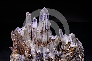 raw quartz crystal macro shooting of natural mineral from geological collection