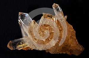 raw quartz crystal macro shooting of natural mineral from geological collection