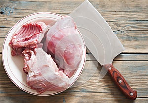 Raw rabbit meat ready to be cooked
