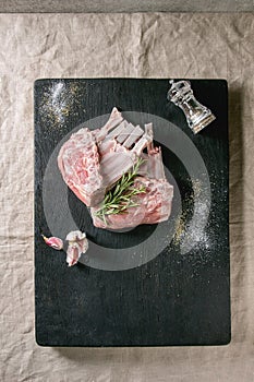 Raw rack of lamb