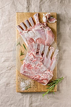 Raw rack of lamb