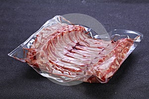 Raw rack of lamb