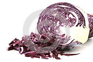 Raw red cabbage on white ba photo