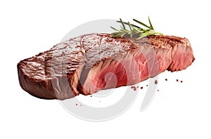 raw red meat steak. transparent PNG file. seasoned.