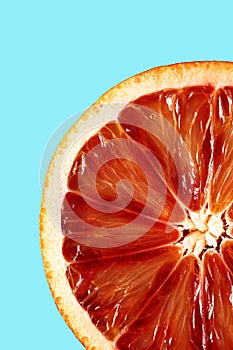 Raw red Orange macro. Orange cut in half.