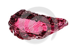 raw rhodolite crystal isolated on white