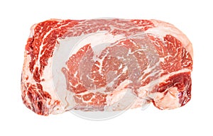 Raw ribeye steak from marble beef isolated