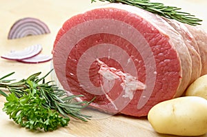 Raw roast beef