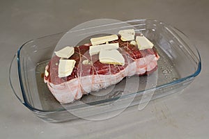 Raw roast beef on a dish