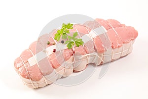 Raw roast veal isolated on white