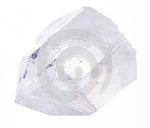 raw rock crystal (clear quartz) on white