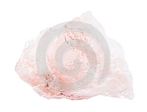 raw Rose quartz rock isolated on white