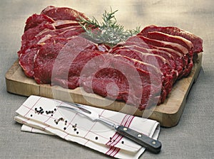 Raw rump steaks