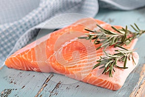 Raw salmon fillet
