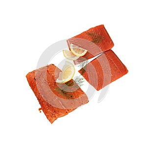 raw salmon fillet isolated clipping path