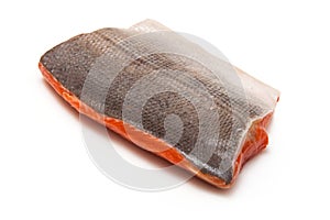 Raw Salmon Fillet on White