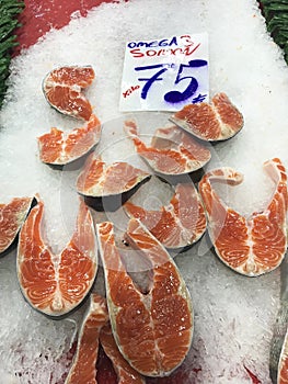 Raw salmon fish