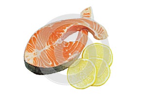 Raw salmon steak in the form